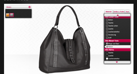 Konfiguration Handtasche bei Tanner & Tailor