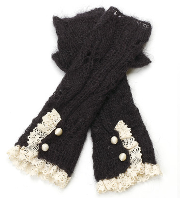Lacy Mohair Fingerless Gloves (Grey)